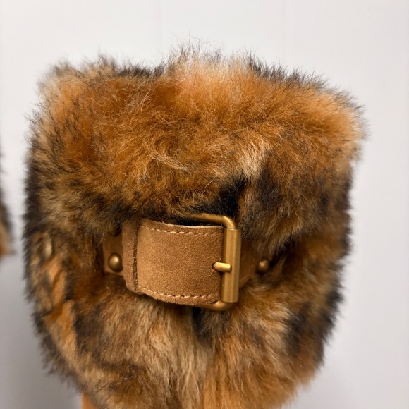 UGG Valberg Chestnut Suede and Fur Tall Wedge Boots Women's Size 6 - Picture 11 of 14